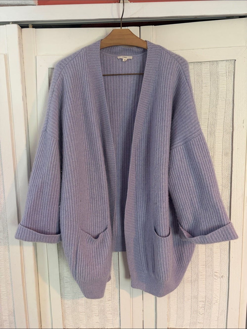 Nap Loungwear 100% cashmere cardigan, light purple / periwinkle XL